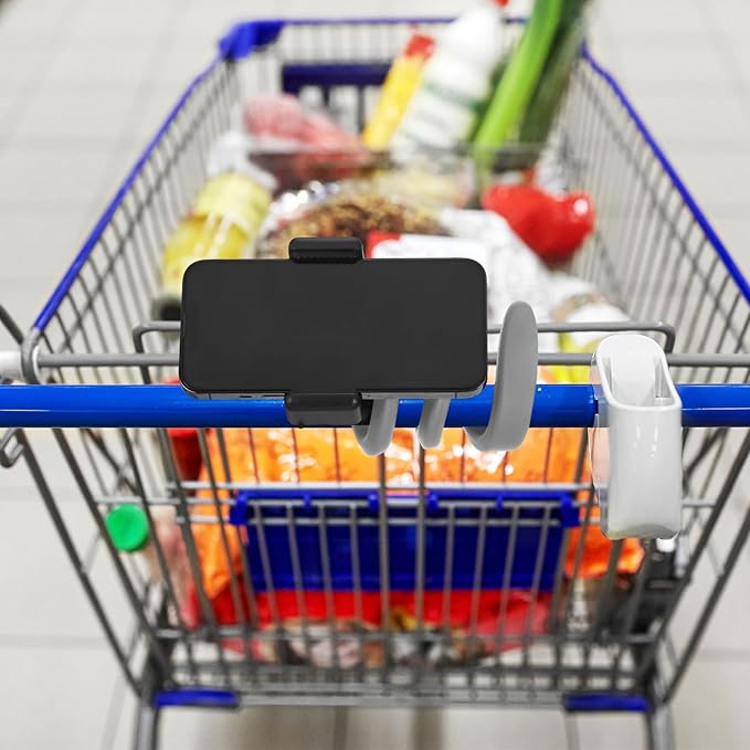 Amylove 2 Pcs Stroller Phone Holder Portable Cell Phone Holder Stand Universal Stroller Accessories for Parent Baby Toddler Cellphone Clamp with Non Slip Silicone Arm Grip(Grey, White,Novel)