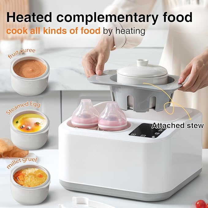 Baby Bottle Warmer,8-in-1 Smart Fast Baby Milk Warmer with LCD Timer for Breastmilk or Formula, Accurate Temperature Control, with Defrost, Sanitizer and Dryer, Keep, Heat Baby Food Jars