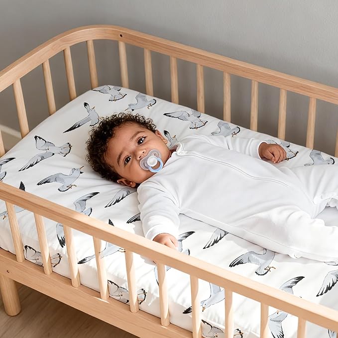 Gllquen Baby Bassinet Sheets 4 Pack, Breathable Cozy Fitted Mattress Sheet, Elastic Travel Crib Fashionable Pattern, Standard Cradle Safe Sheets for Baby Boys Girls 32"x16"(Ocean Wander)