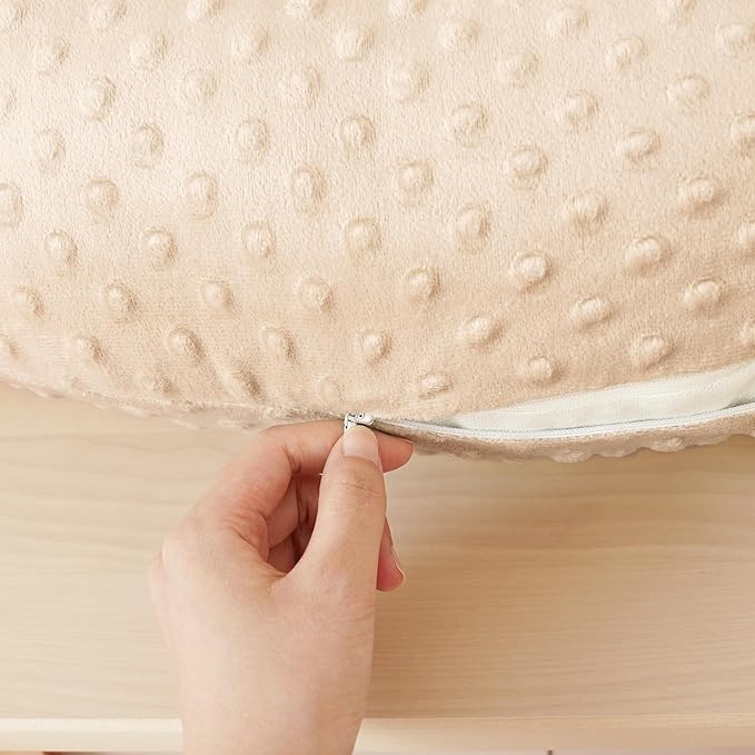 Konssy 2 Pack Nursing Pillow Covers, Soft and Comfortable Nursing Cover for Breastfeeding Pillows, Pillow Slipcover for Baby Girls Boys Newborn(Brown, Beige)