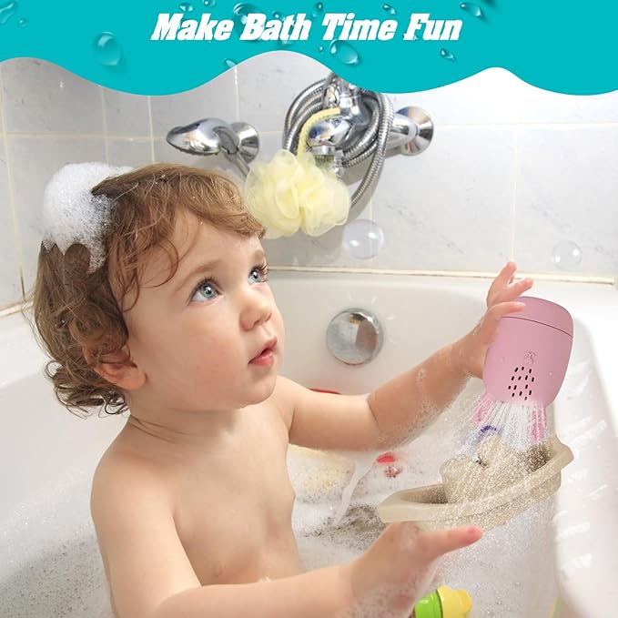 Bath Toys Floating Boats with Silicone Bathtub Toy,9 PCS Mold Free Baby Bath Toys for Infants 6-12-18 Months,Water Table Toy for Toddlers 1-3,Shower Toys Pool Toys for 1 2 3 4 Boys Girls Kids