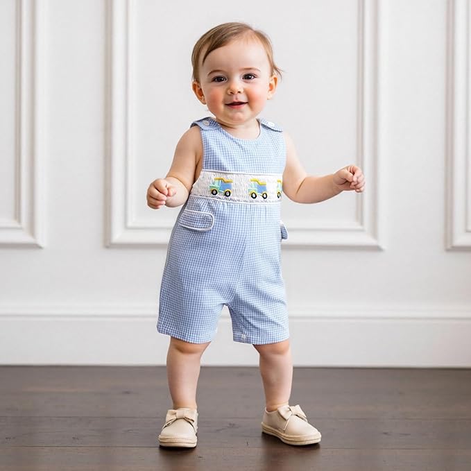 Baby Boy Summer Clothes Sleeveless Retro Plaid Romper Overalls Jumpsuit Shortalls Playsuit Outfits