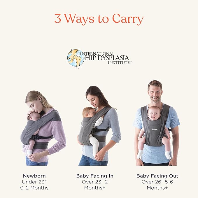 Ergobaby Embrace Baby Carrier Newborn to Toddler - Breathable Baby Carriers for Summer - Cozy Essentials (7-25 Pounds), Ponte Knit, Camel