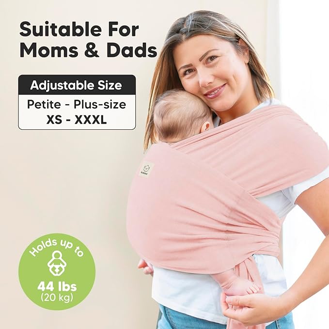 KeaBabies Baby Wrap Carrier Ring Sling - Easy to Wear, Adjustable D-Lite Baby Carrier Newborn to Toddler, Infant Carrying Shirt, Hands Free Bonding, Breathable Fabric Wearing Wrap (Dusty Pink)