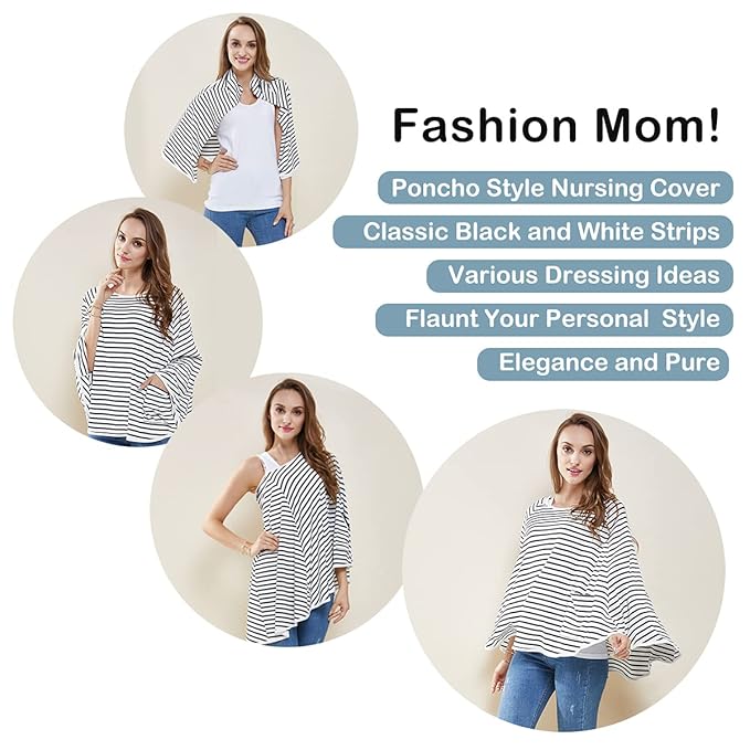 Baby Nursing Cover & Nursing Poncho - Multi Use Cover for Baby Car Seat Canopy, Shopping Cart Cover, Stroller Cover, 360° Full Privacy Breastfeeding Coverage, Baby Shower Gifts for Boy&Girl