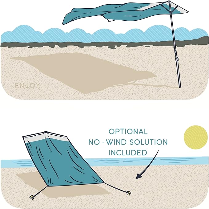Solbello® Shade - The ultimate Wind-Driven® beach umbrella. Effortless to set up, lightweight, won't blow down the beach, UPF 50+ sun protection