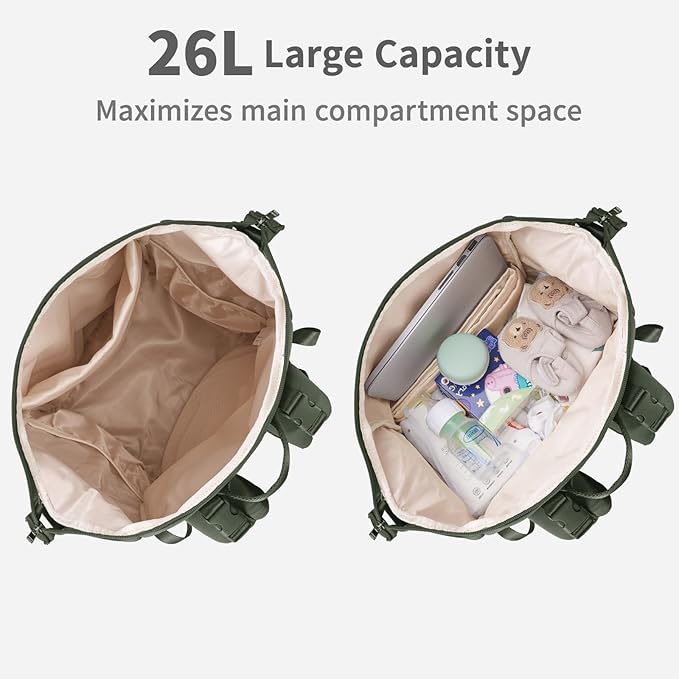 CEI-CEI Neoprene Diaper Bag Backpack Large Newborn Baby Maternity Bags Waterproof Travel Backpack for Mom Dad with Insulated Pockets,Changing Pad