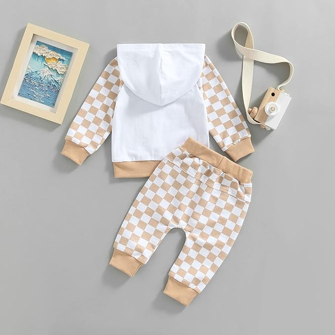 2Pcs Baby Boys Hoodie Tops Pants Set Dinosaur Deer Print Sweatsuit Fall Winter Outfits