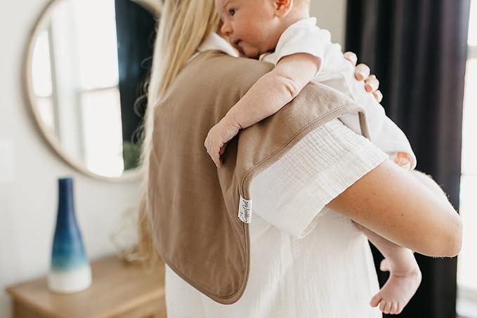 Copper Pearl Premium Baby Burp Cloths - 3-Pack Large Cotton Burp Cloths, Extra Soft Spit Up Rags with 3 Absorbent Layers, Perfect for Baby Boy and Baby Girl Gifts (21" x 10" Size, Dune Set)