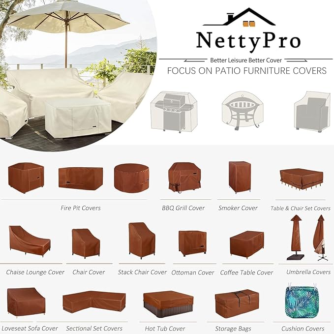 NettyPro Patio Umbrella Cover Outdoor Waterproof Cantilever Offset Parasol Banana Umbrella Cover Fits 10ft to11ft, Brown