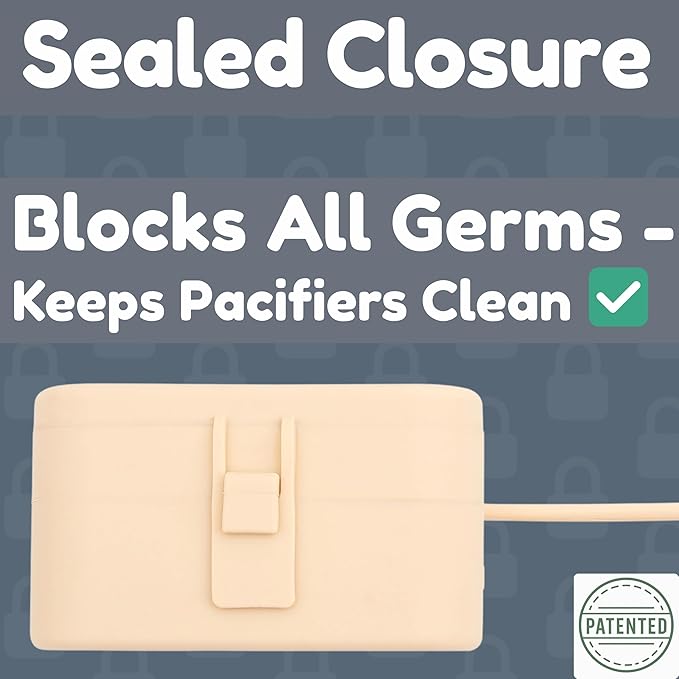 Silicone Pacifier Case - Hygienic Sealed Closure, One-Piece Easy-to-Clean Design,100% Food-Grade, BPA-Free Baby Pacifier Holder Case, Binky Holder, Attach to Any Diaper Bag or Stroller - Baby’s Aid