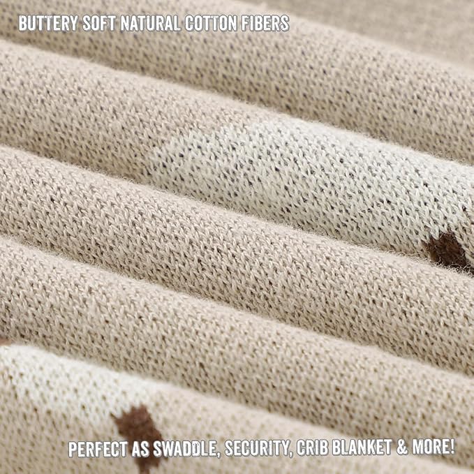 Baby Swaddle Blanket - 100% Luxury Cotton Knit Soft Cozy Lightweight Unisex Receiving Stroller Quilt Blanket for Shower Gift Registry for Newborns Infants Toddlers (Sheep - Khaki)