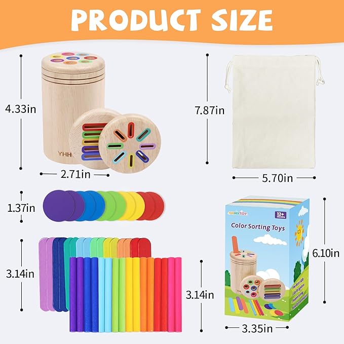 Montessori Toys for 2 3 4 Years Old, 3 in 1 Educational Sensory Color Sorting Toys for Toddlers 1-3, Fine Motor Skills Preschool Learning Activities, 2 3 4 Year Old Girls Boys Birthday Gifts