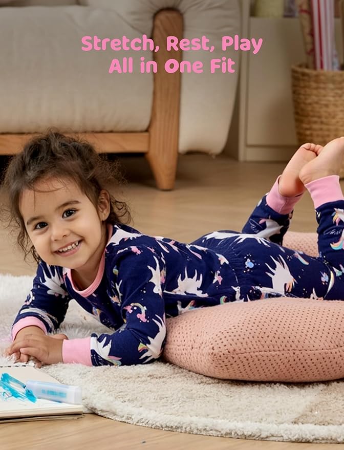 PATPAT Bamboo Viscose Pajama Sets for Toddler Boys & Girls Baby Kids, Ultra-soft Snug fit Pjs Sleepers for Birthday Holiday