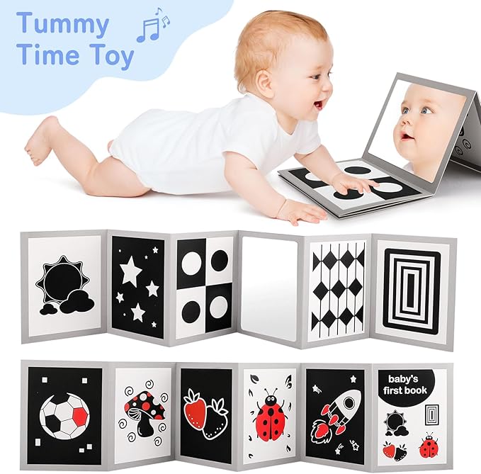 High Contrast Baby Toys for Newborn, Black and White Baby Sensory Toys for 0-6-12 Months Brain Development, Montessori Infant Toys for Baby Boy Girl Shower Gifts