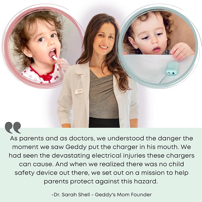 Geddy's Mom - Watch Your Mouth - The Award Winning Child Safety USB Cover Cap - Made in The USA - Baby Proofing Toddler Shock Prevention - 6 Pack (Dusty Aqua)