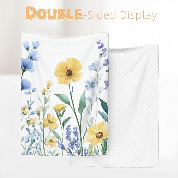 Baby Blanket Botanical Flower Watercolor Floral for Boy Girl Newborn 30x40 Inch Toddler Infant Nursery Throw Blankets Double Layer Comfy Soft Plush Stroller Crib Quilt