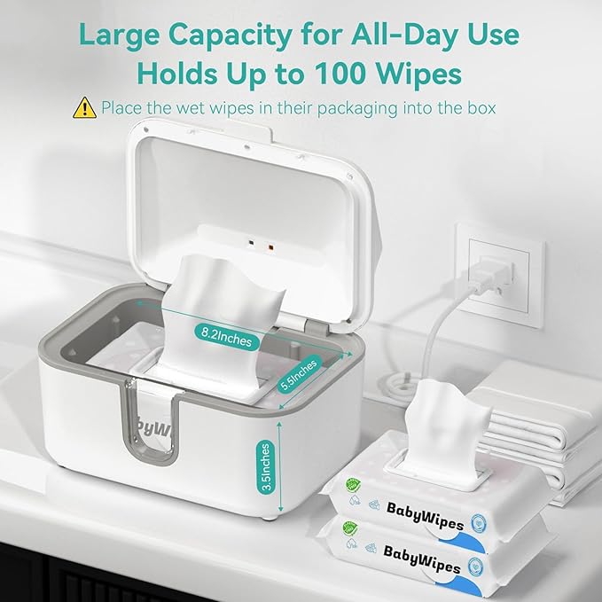 Chefhandy Wipe Warmer, Baby Wipe Warmer with UV Sanitizer, Diaper Wipe Warmer, Wet Wipes Dispenser with 3 Heating Modes, Night Light, Large Capacity, and One-Handed Operation (White)