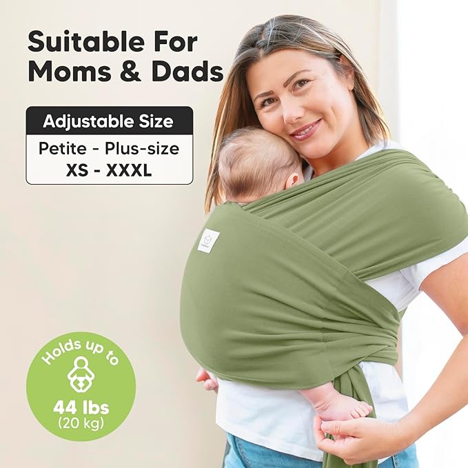 KeaBabies Baby Wrap Carrier Ring Sling - Easy to Wear, Adjustable D-Lite Baby Carrier Newborn to Toddler, Infant Carrying Shirt, Hands Free Bonding, Breathable Fabric Wearing Wrap (Dusty Olive)