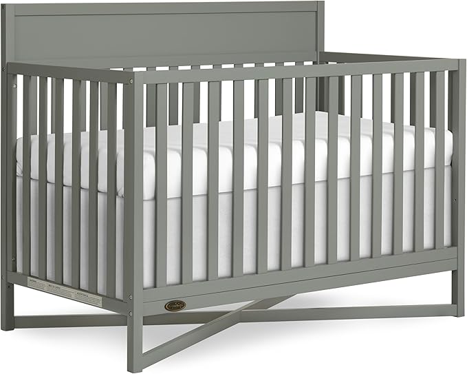 Dream On Me Owen 5-in-1 Convertible Full-Size Baby Crib in Seagrass, GreenGuard Gold & JPMA, Converts to Toddler, Day, & Full-Size Bed, Non-Toxic Paint, Safe Sleep Environment