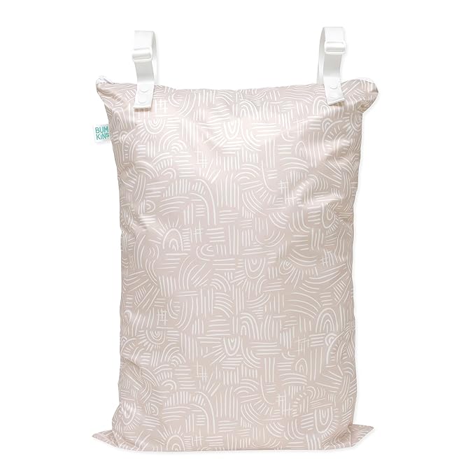 Bumkins Waterproof Hanging Wet Bag Large for Baby, Laundry, Dirty Clothes, Travel, Swim Suit, Cloth Diapers, Pool, Towels, Daycare, Beach, Zip Reusable Bag, Wetdry Vacation Packing, XL Boho Beige
