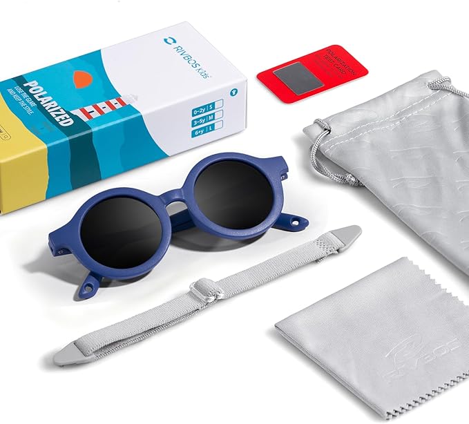RIVBOS Baby Wrap Polarized UV400 Sunglasses - Soft Frame with Secure Strap for Infant and Newborn (0-24 Months) RBK069