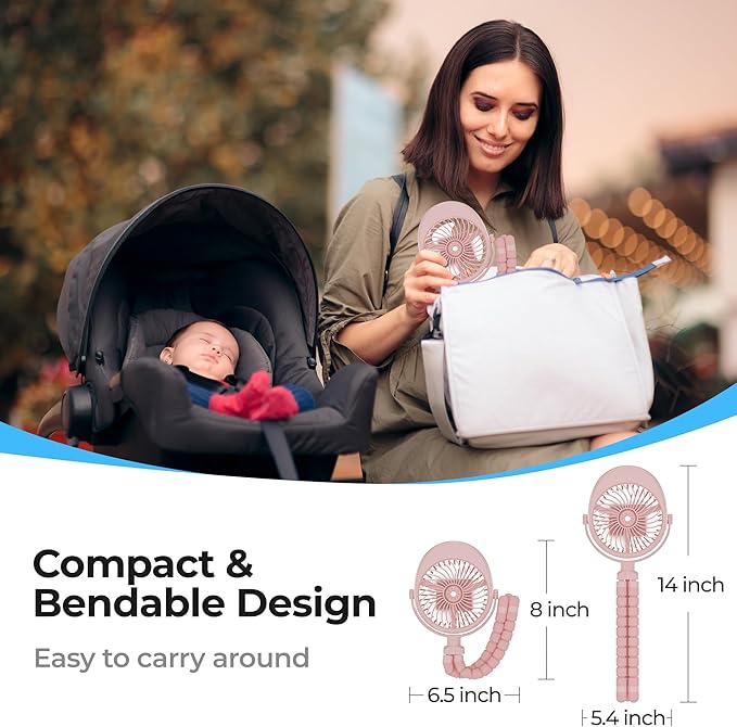 Misting Baby Stroller Fan, 4000mAh Rechargeable Battery Operated, 270°Pivoting, 15H Cooling,50ml Portable Water Sprayer Misting Fan with Flexible Tripod Clip on Car Seat Crib Treadmill Bunk Bed