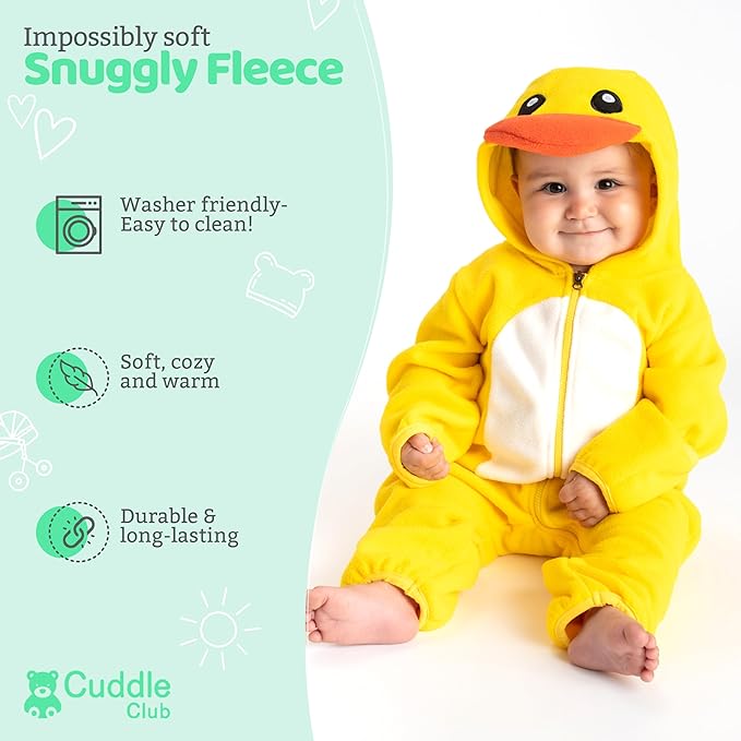 Cuddle Club Fleece Baby Bunting Bodysuit with Hood, Convertible Mittens & Booties, Car Seat Friendly, Soft & Warm, Easy Zip
