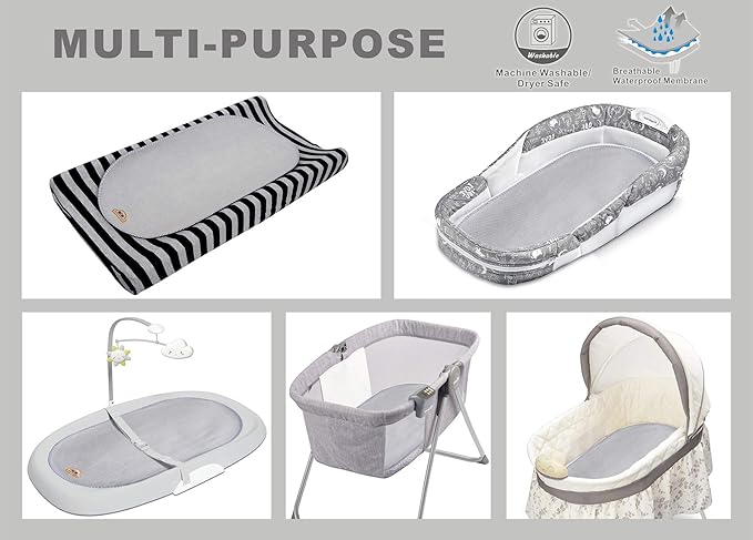 BlueSnail Waterproof Changing Pad Liners 3 Count (14"X26.5", Gray) Bassinet Pad Liner