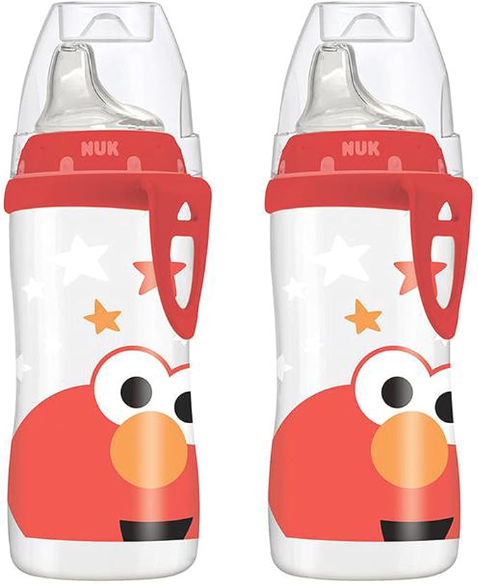 NUK Elmo Active Cup, 10oz, 2 Pack – BPA Free, Spill Proof Sippy Cup