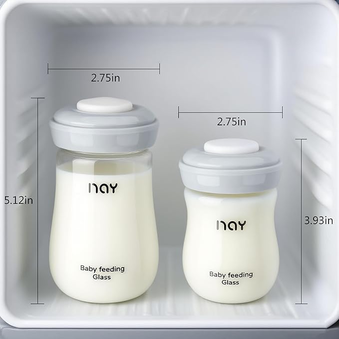 Glass Breastmilk Storage Bottles, 5.4oz Wide Neck Breast Milk Containers, BPA-Free, Lead-Free, Fits Breast Pumps and Nipples, 4 Pack