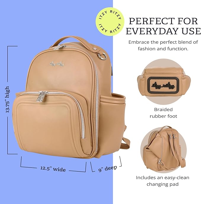 Itzy Ritzy Unisex Baby Mini Diaper Bag, Chai-Plus