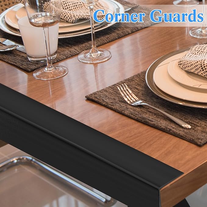 Sasylvia 10 Pcs Wall Corner Protector Guards, Vinyl 3/4 x 48 Inches Corner Trim Molding, Avoid Scratching Scuffs, Ease Install and Cleaning for Door Countertop Furniture Cabinet Protection, Black
