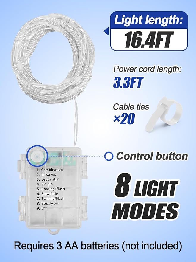 16.4FT Durable Baby Stroller Lights for Walking at Night, Make The Stroller Visible, with Cable Ties, LED Lights for Stroller Accessories Bikes, Blue