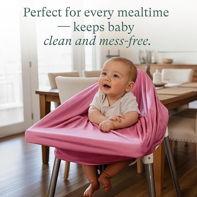 Baby Car Seat Cover, Supersoft Bamboo Viscose Carseat Cover for Infant Boys & Girls, Breathable Multi-Use Breastfeeding Covers, Canopy for Carrier, Stroller, Shopping Cart & High Chair