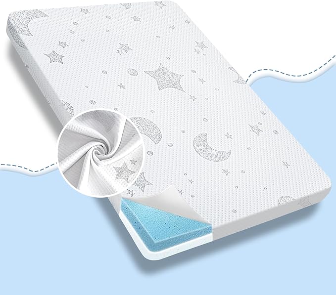Pack and Play Mattress, 38x26 Pack N Play Mattresses Pad with Breathable Jacquard Cover, Portable Dual-Sided Soft & Firm Memory Foam Baby Mattress for Pack n Play Playpen