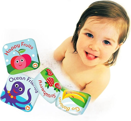 Floating Baby Bath Books - Bath Books for Babies, Infants - Waterproof, Mold-Free Bath Toys for Learning & Early Education (Set of 2 - Fruits & Sea Animals)