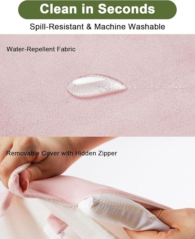 Baby Play Gym with Soft Foam Mat – Removable & Machine Washable Cover, Velvet Tummy Time Mat with 6 Sensory Toys, Non-Slip Activity Mat for Infant Development, Newborn Essentials Gift, Pink