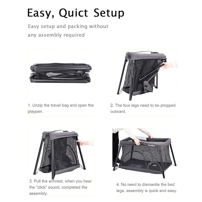 Pamo Babe Travel Crib - Lightweight Baby Playpen with Bassinet, Portable Mini Playard