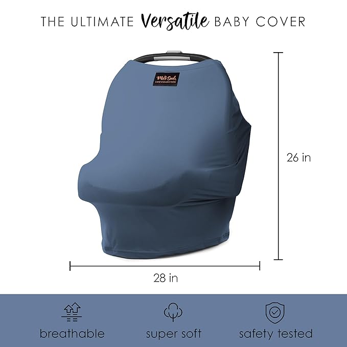 Milk Snob Original 5-in-1 Luxe Cover in Ocean Blue - Added Privacy for Breastfeeding, Baby Car Seat, Carrier, Stroller, High Chair, Shopping Cart, Lounger Canopy, Newborn Essentials, Nursing Top
