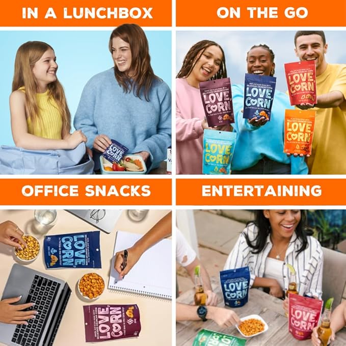 LOVE CORN Cheddar 0.7oz x 20 bags - Delicious Crunchy Corn - Healthy Family Snacks - Gluten Free, Kosher, NON-GMO - Alternative for Chips, Nuts, Crackers & Pretzels - Perfect for Charcuterie Boards