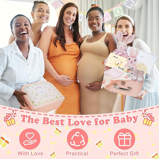 Baby Shower Gifts for Girls, 10Pcs Baby Girl Baby Shower Gifts Set, Premium Essential Welcome Baby Girl Gifts Basket Set, Baby Girl Gift Basket Set & Girl Baby Shower Gifts