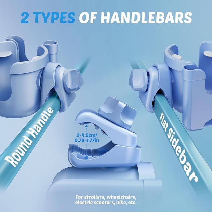 Stroller Cup Holder with Phone Holder, Guiseapue Cup Holder for Walker, Wheelchair/Bike/Rollator/Scooter Stroller Accessories for Uppababy, Nuna, Doona, Baby Travel Essential