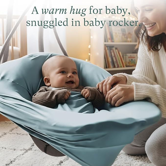 Baby Car Seat Cover, Supersoft Bamboo Viscose Carseat Cover for Infant Boys & Girls, Breathable Multi-Use Breastfeeding Covers, Canopy for Carrier, Stroller, Shopping Cart & High Chair