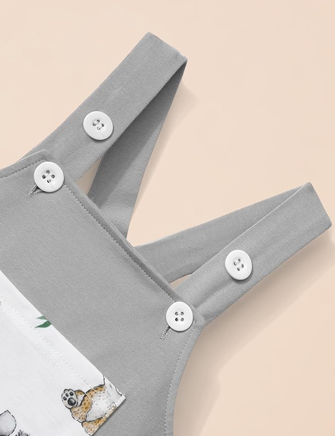 Baby Boy Clothes Long Sleeve Animal Plaid Romper + Overalls Infant Boy Clothes 2PCS Fall Winter Outfits