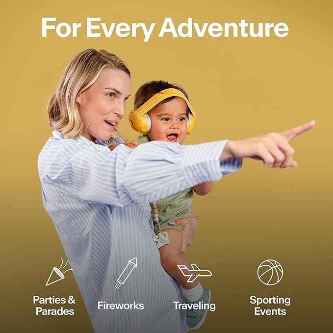 Alpine Muffy Baby Ear Protection for Babies and Toddlers up to 36 Months - CE & ANSI Certified - Noise Reduction Earmuffs - Comfortable Baby Headphones Against Hearing Damage & Improves Sleep - Yellow