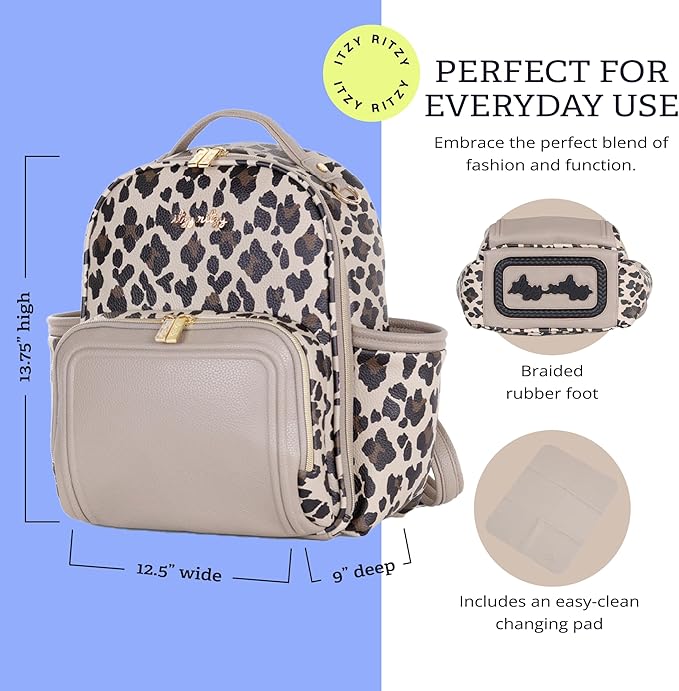 Itzy Ritzy Unisex Baby Mini Plus Diaper Bag, Leopard