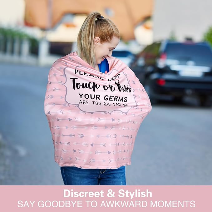 Metplus No Touch Sign Car Seat Cover for Babies, Mom Nursing Covers Breastfeeding Scarf, Multi Use Infant Carseat Canopy for Newborn Carrier/Stroller/Shopping Cart, Baby Shower Gifts for Boy Girl