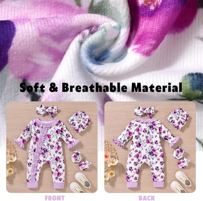 Aalizzwell Baby Girls Romper Outfit Fall Winter Clothes with Accessories