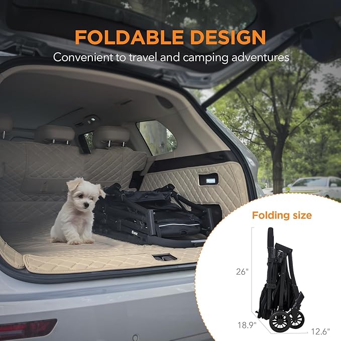 Pet Stroller for Small Dogs – No-Zip Deep Seat, Lightweight Compact Dog Stroller for Small Dogs & Cats with Reflective Trim Storage Basket Soft Waterproof Pad,Foldable Universal Coche para Perro